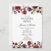 スペイン風バーガンディーフラワーの結婚式 招待状 (正面)