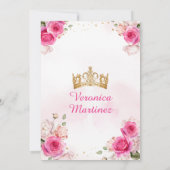 スペイン風フクシアピンクのプリンセス 15歳の誕生日 招待状 (裏面)