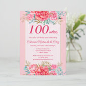 スペイン風フラワーモチーフ 100歳の誕生日パーティー 招待状 (スタンド正面)
