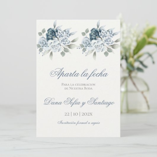 スペイン風ブルーの結婚式 Save the Date セーブザデート (スタンド正面)