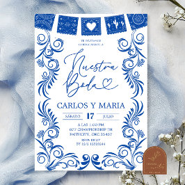  スペイン風ブルータラベラフレーム Nuestra Boda 招待状