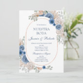 スペイン風ブルーフローラルウェディング 招待状 (スタンド正面)