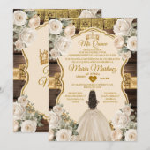 スペイン風ホワイトクリーム花木 ミス キンセ 招待状 (正面/裏面)