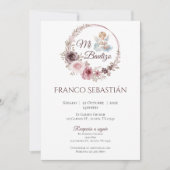 スペイン風ボホスタイルの男の子の洗礼招待状 招待状 (正面)