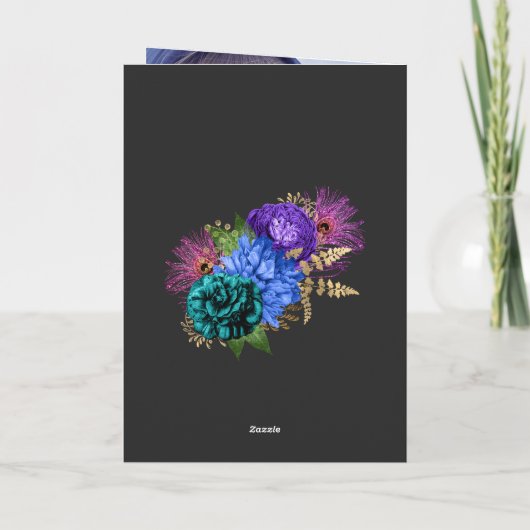 スペイン風マーディ・グラス 水彩花柄のキンセアニエラ サンキューカード (裏面)