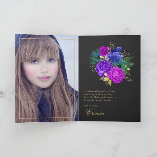 スペイン風マーディ・グラス 水彩花柄のキンセアニエラ サンキューカード (内部)