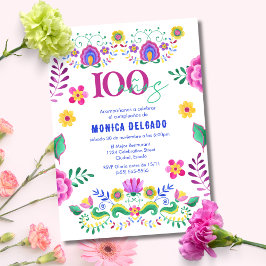スペイン風メキシコフィエスタ フローラル 100歳の誕生日パーティー 招待状