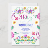 スペイン風メキシコフィエスタ フローラル 30歳の誕生日パーティー 招待状 (正面)