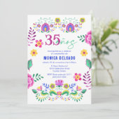 スペイン風メキシコフィエスタ フローラル 35歳の誕生日パーティー 招待状 (スタンド正面)