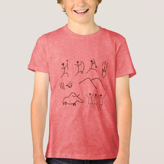 スペイン風ユーモアの洞窟壁画 トライブレンドＴシャツ (正面)