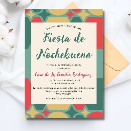 スペイン風レトロなクリスマス+イブ+パーティー 招待状