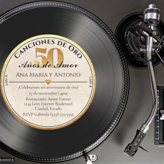 スペイン風レトロビニールレコード 50周年記念 招待状