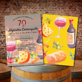 スペイン風ワイン＆チーズ試飲会クラシックな70歳の誕生日 招待状