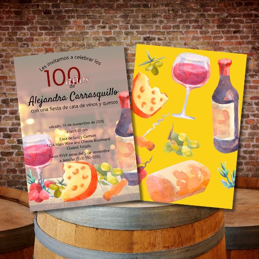 スペイン風ワイン＆チーズ試飲会 100歳の誕生日 招待状