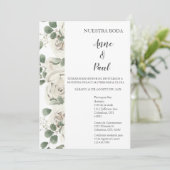 スペイン風白い花の結婚式招待状 招待状 (スタンド正面)