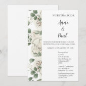 スペイン風白い花の結婚式招待状 招待状 (正面/裏面)