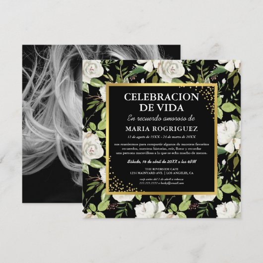 スペイン風追悼式 | Espanol 写真付き葬儀案内 招待状 (正面/裏面)