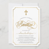 スペイン風 洗礼 誘導 ゴールド 招待状 (正面)