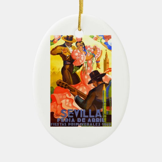 スペイン1949年のセヴィル4月の公平なポスター セラミックオーナメント (正面)