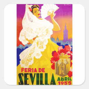 スペイン1955年のセヴィル4月の公平なポスター スクエアシール