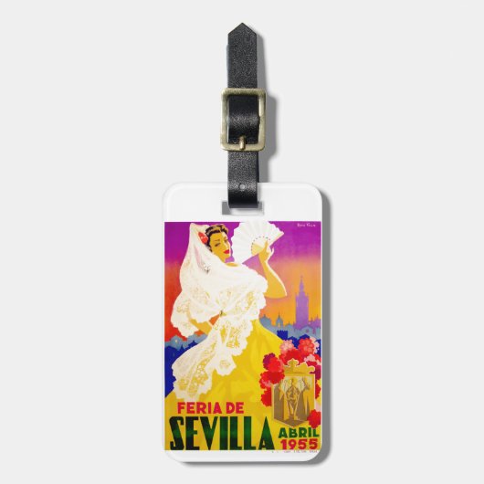スペイン1955年のセヴィル4月の公平なポスター ラゲッジタグ (正面縦)