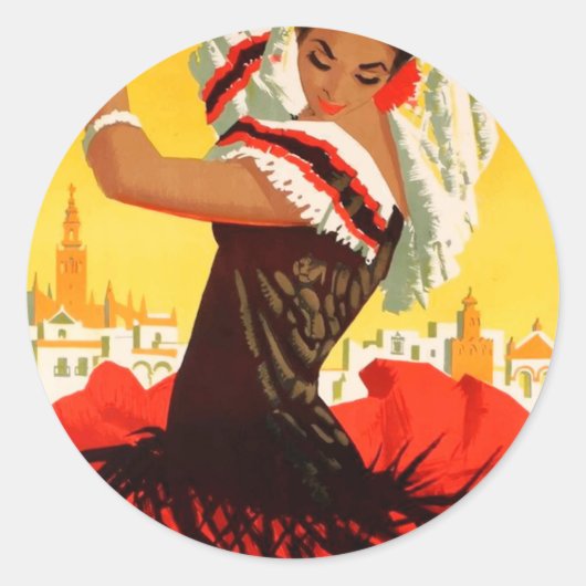 スペイン1959 Seville April Fair Poster ラウンドシール (正面)