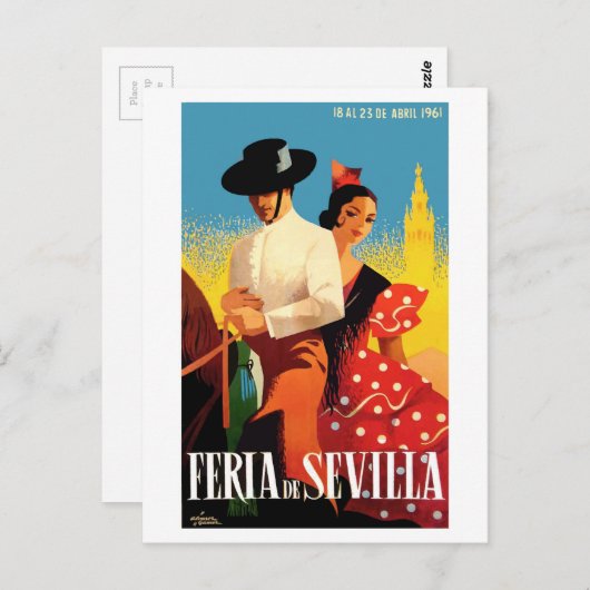 スペイン1961年セビリア4月フェアポスター ポストカード (正面/裏面)