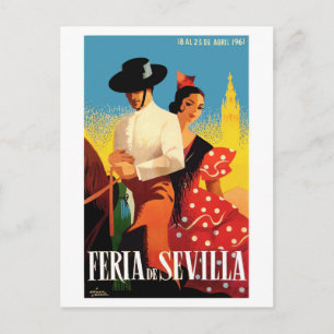 スペイン1961年セビリア4月フェアポスター ポストカード