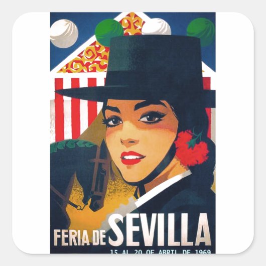 スペイン1969 Seville April Fair Poster スクエアシール (正面)