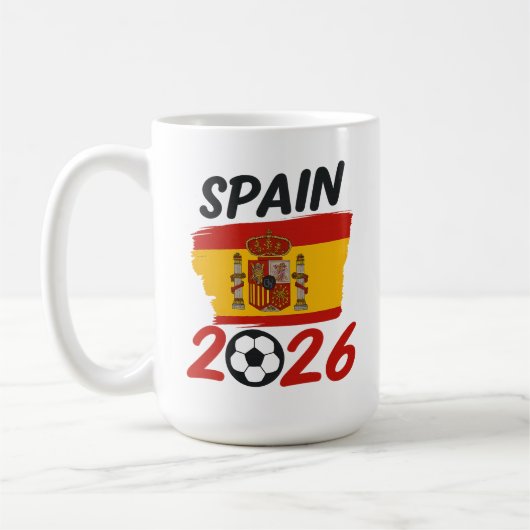 スペイン2026サッカー応援デザイン フラグカラー コーヒーマグカップ (左)