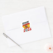 スペイン2026サッカー応援デザイン フラグカラー ラウンドシール (封筒)