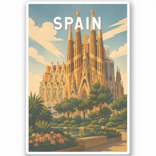 スペイン イラスト 旅行 アート ヴィンテージ シール (正面)