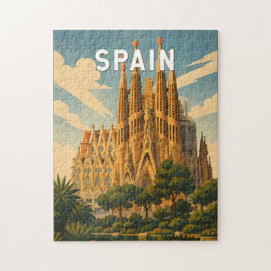 スペイン イラスト 旅行 アート ヴィンテージ ジグソーパズル (縦)