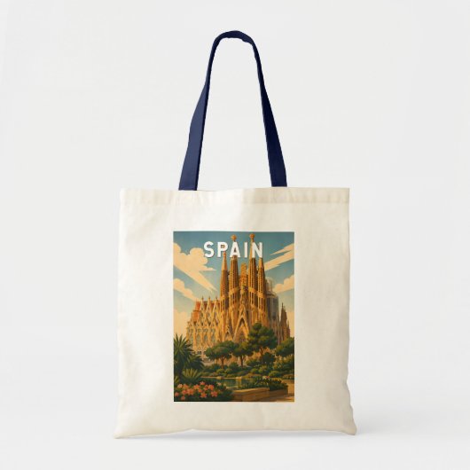 スペイン イラスト 旅行 アート ヴィンテージ トートバッグ (正面)