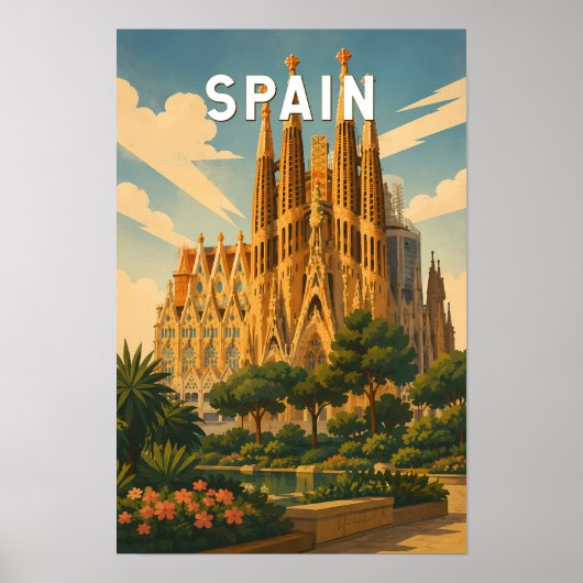 スペイン イラスト 旅行 アート ヴィンテージ ポスター (正面)