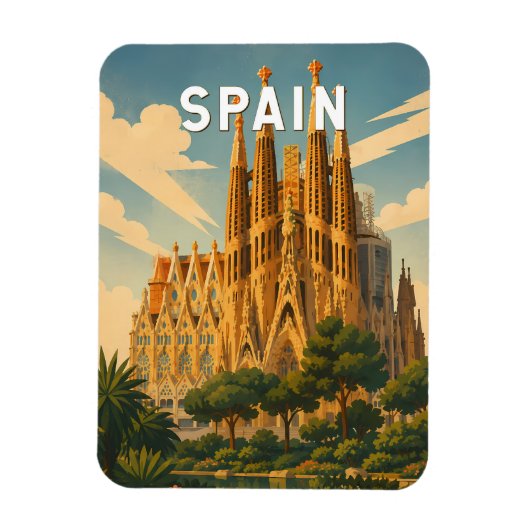 スペイン イラスト 旅行 アート ヴィンテージ マグネット (縦)