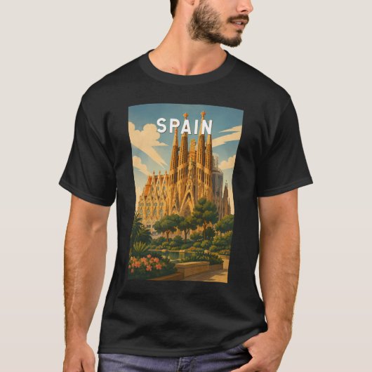 スペイン イラスト 旅行 アート ヴィンテージ Tシャツ (正面)