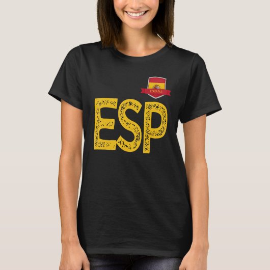 スペイン・エスパーニャ人旗文字EとSとPスペイン Tシャツ (正面)
