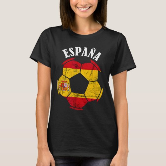 スペイン エスパーニャ スペイン国旗 サッカー選手 スペインの誇り Tシャツ (正面)