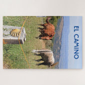 スペイン，エルカミノ，馬と貝の標示柱 ジグソーパズル (横)