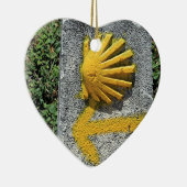 スペイン，エルカミーノのシェルと矢印のサイン セラミックオーナメント (右)