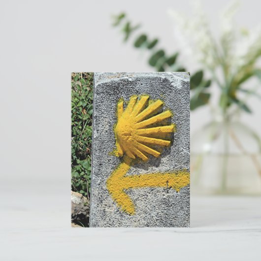 スペイン,エルカミーノのシェルと矢印のサイン ポストカード (スタンド正面)