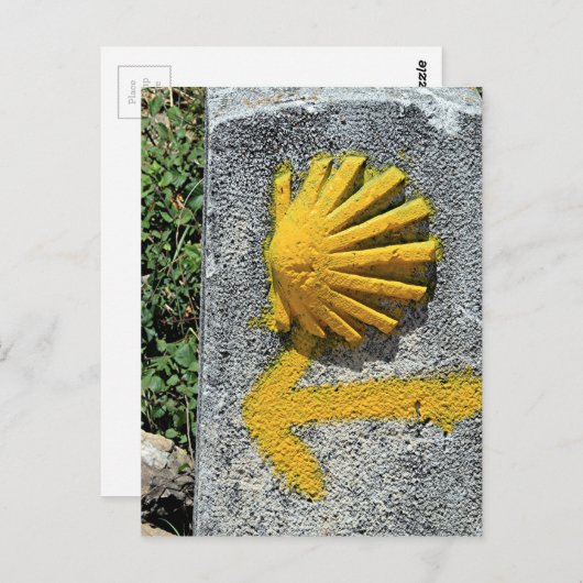 スペイン,エルカミーノのシェルと矢印のサイン ポストカード (正面/裏面)