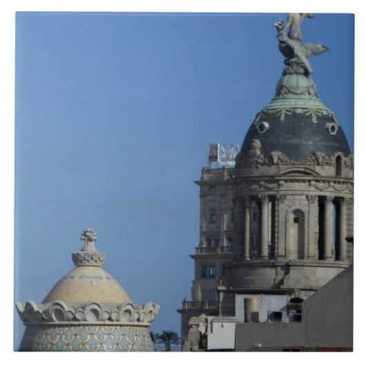 スペイン、カタロニア、バルセロナ。バルセロナルーフトップ2 タイル (正面)