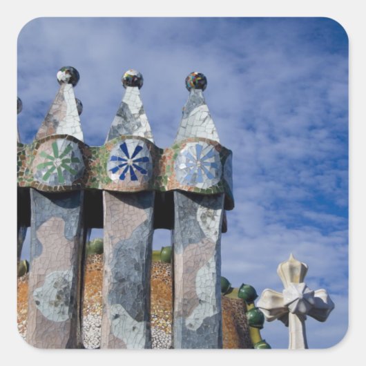 スペイン、カタロニア、バルセロナ。Casa Batllo (1906). 2 スクエアシール (正面)