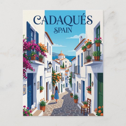 スペイン カダケス スペインの路地 ポストカード (正面)