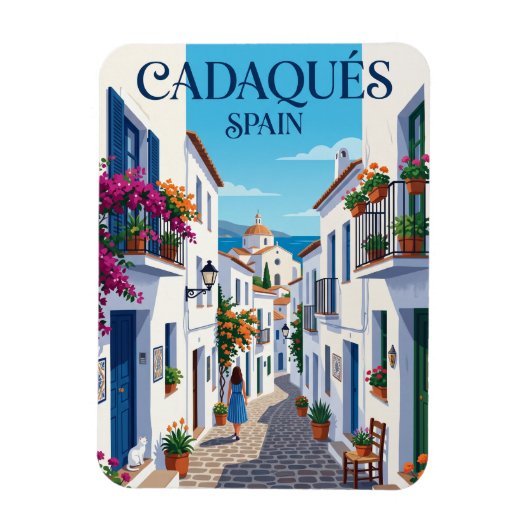 スペイン カダケス スペインの路地 マグネット (縦)