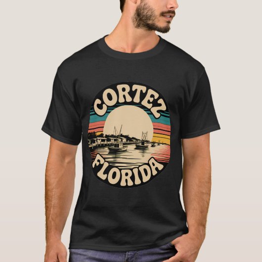 スペイン コミリャス 漁船 ピクセルアート 海岸線 Tシャツ (正面)