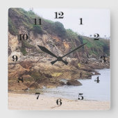 スペイン，コルナ | 崖と風光明媚な海 スクエア壁時計 (正面)