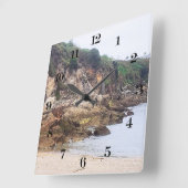 スペイン，コルナ | 崖と風光明媚な海 スクエア壁時計 (傾斜)